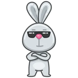 😎 兔子, 酷, 太阳镜, 卡通, 动物 telegram sticker