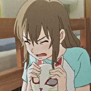 🎭 Anime, Garota, Máscara, Triste, Desenho animado, Mangá telegram sticker