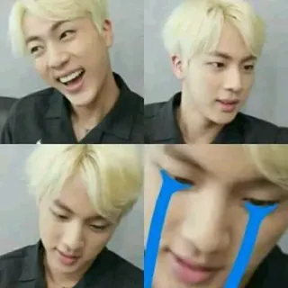 😿 Jin kpop, jin, llorando, meme, reacción, emocional, divertido whatsapp sticker