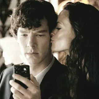 😚 Sherlock Holmes Sherlock sherlock holmes, benedict cumberbatch, kiss, tv show, detective, mystery, fan art telegram sticker