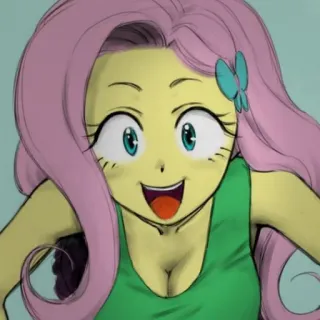🤗 Fluttershy My Little Pony cartoon, fanart, fluttershy, my little pony, anime style, ponygirl telegram sticker