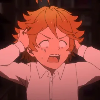 ⛓ Emma The Promised Neverland anime, chica, asustada, impactada, The Promised Neverland telegram sticker