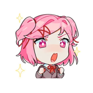 😯 Natsuki Doki Doki Literature Club! anime, manga, cute, kawaii, sticker, Doki Doki Literature Club! telegram sticker