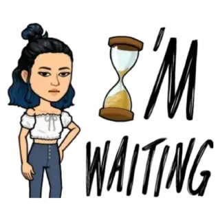 😒 I'M WAITING ожидание, песочные часы, терпение, bitmoji, время, скучно telegram sticker