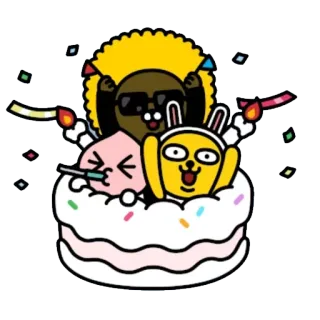 🎉 cake, birthday, party, celebration, characters, confetti telegram sticker