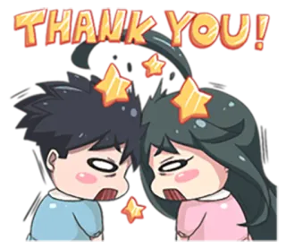 😍 THANK YOU! thank you, gratitude, cute, couple, stars, cartoon telegram sticker