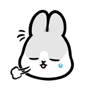 😋 兔子, 精疲力尽, 疲惫, 汗水, 小兔子, 卡通 telegram sticker