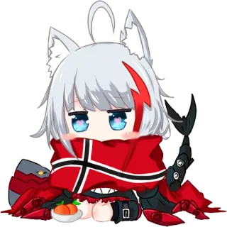 ❣️ Anime, Kawaii, Catgirl, Robot, Karakter, Merah telegram sticker