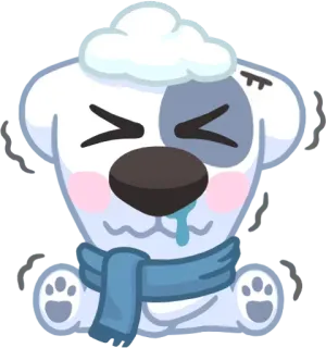 ❄ chien, mignon, froid, écharpe, dessin animé, animal, triste whatsapp sticker