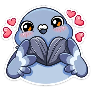 ❤️ bồ câu, chim, tình yêu, trái tim, dễ thương, hoạt hình telegram sticker