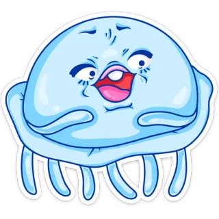 ☹️ dibujos animados, pegatina, azul, medusa, gracioso whatsapp sticker