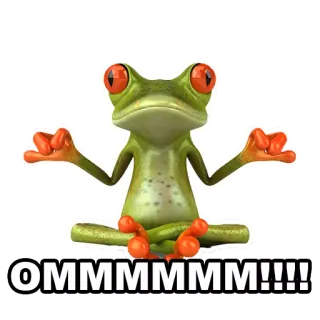 😇 OMMMMM!!!! лягушка, медитация, дзен, ом, йога telegram sticker