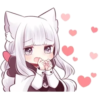 😍 Anime, Orejas de gato, Corazones, Kawaii, Manga, Lindo, Chica telegram sticker