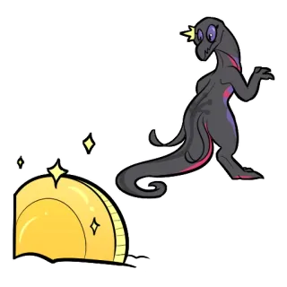 ✨ lizard, crown, coin, sparkles, cartoon, reptile whatsapp sticker