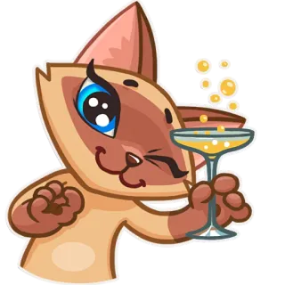 👌 cat, cartoon, drinking, celebration, toast, champagne, animal telegram sticker