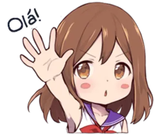 😀 Olá! Anime Mädchen, Welle, Hallo, Gruß, Cartoon, Niedlich telegram sticker