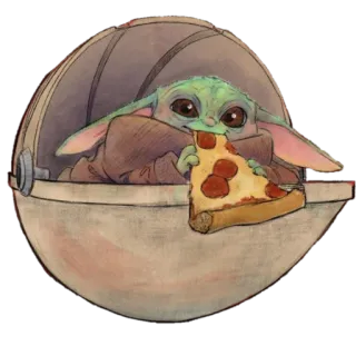 🍕 Grogu Grogu, Baby Yoda, Pizza, süß, The Mandalorian, Star Wars whatsapp sticker