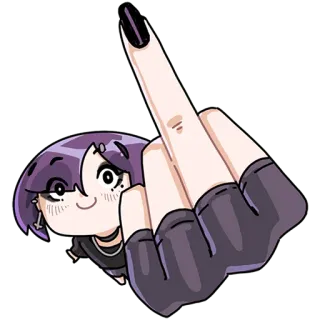 🖕 jari tengah, gestur ofensif, kartun, cewek, emo, stiker telegram sticker