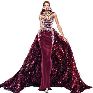 😍 Mode, Kleid, Abendkleid, Stil, Eleganz, Frau, Schönheit, Illustration telegram sticker