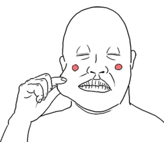 😏 face, drawing, pinch, cheek, expression telegram sticker