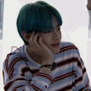 ⚔ Mann, Person, blaue Haare, gestreiftes Hemd, Koreanisch, Asiatisch telegram sticker