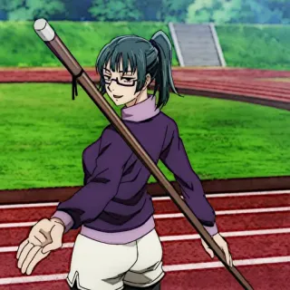 💫 Maki Zenin Jujutsu Kaisen anime, character, maki zenin, jujutsu kaisen, woman, staff telegram sticker