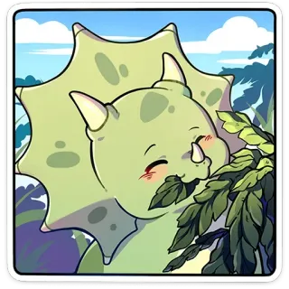 ☺️ 공룡, 트리케라톱스, 귀여운, 만화, 동물, 자연, 초식동물 telegram sticker
