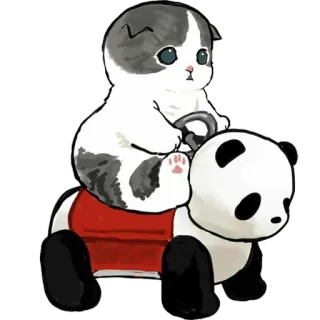 🐼 kucing, panda, naik, imut, hewan, mainan telegram sticker