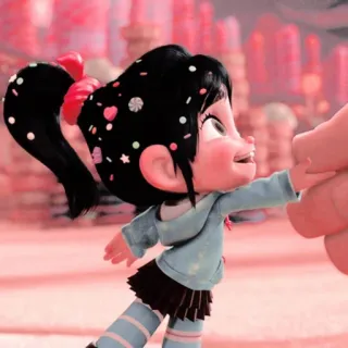 🎀 Vanellope von Schweetz Wreck-It Ralph vanellope, detona ralph, disney, desenho animado, personagem, animação, doce whatsapp sticker