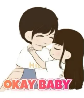 ❤ OKAY BABY couple, love, cute, relationship, cartoon telegram sticker
