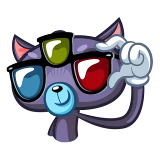 🍿 mèo, kính, hoạt hình, động vật, hài hước, nhãn dán telegram sticker