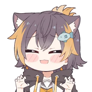 😅 Anime, Desenho animado, Gato, Garota gato, Peixe, Adesivo telegram sticker