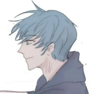 🦕 Anime-Stil, männlich, blaue Haare, Porträt, Cartoon whatsapp sticker