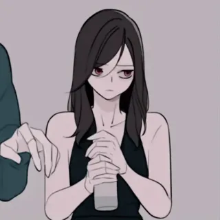 🕯 Anime, Kobieta, Smutny, Butelka, Ilustracja telegram sticker