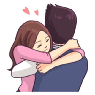 🤗 abbraccio, amore, coppia, affetto, cartone animato telegram sticker