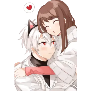 ☺️ Anime, Paar, Liebe, Süß, Umarmung, Cartoon telegram sticker