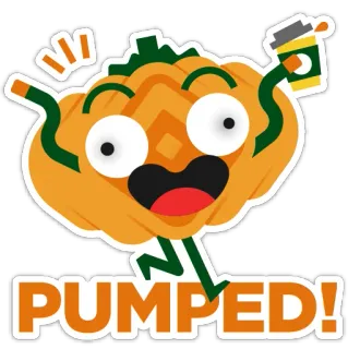🎃 PUMPED! pumpkin, excited, happy, fall, autumn, energy, halloween telegram sticker