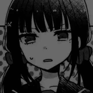 📎 Anime, Garota, Mangá, Emocional, Preto e branco, Retrato telegram sticker