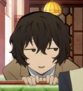 👀 Dazai Osamu Bungo Stray Dogs アニメ, 文豪ストレイドッグス, 太宰治, ドヤ顔, キャラ, 面白い, ミーム telegram sticker