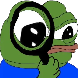 🔎 Pepe the Frog Лягушонок Пепе, Мем, Интернет, Лупа whatsapp sticker