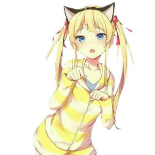 😼 Аниме, Кот, Неко, Девушка, Уши telegram sticker
