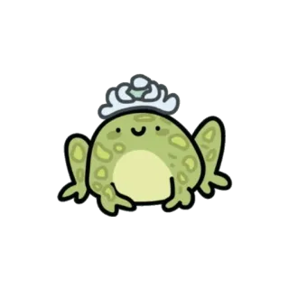 👸 ếch, vương miện, dễ thương, động vật, xanh lá, công chúa, kawaii, hoạt hình telegram sticker