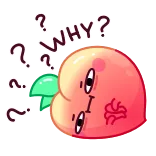 😳 WHY? pêche, question, confus, dessin animé, mignon, fruit telegram sticker