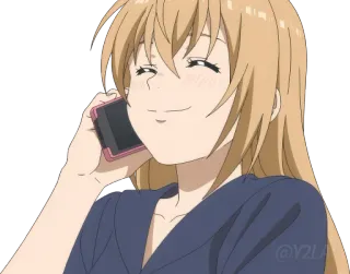 😊 anime, desenho animado, sorrindo, telefone, menina telegram sticker
