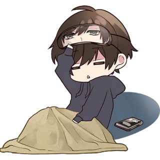 🥱 аниме, сонный, милый, каваий, мультфильм, уставший, манга whatsapp sticker
