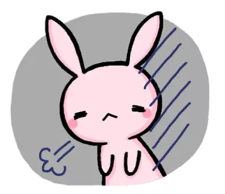 🙁 lapin, triste, mignon, kawaii, rose, animal, autocollant whatsapp sticker