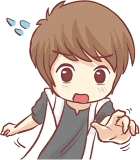 😨 dibujos animados, impactado, anime, chibi, chico, sorpresa telegram sticker