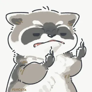 🖕 raccoon, middle finger, rude, animal, cartoon telegram sticker
