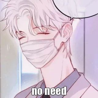 🤔 no need Anime, Cartoon, Maske, Mann, Porträt whatsapp sticker