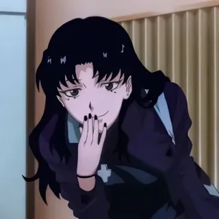 🖤 Аниме, Женщина, Черные Волосы, Персонаж, Улыбка telegram sticker